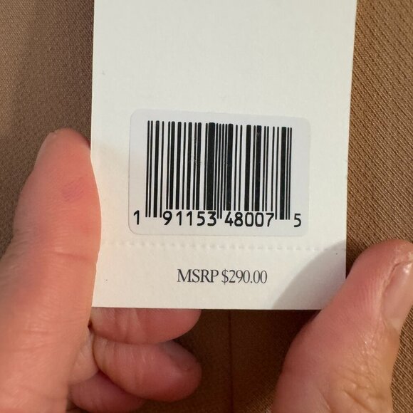 🦋 NEW JASON WU Business Casual Camel Tan Brown Pants Slit Bootcut Medium NWT - Picture 3 of 9